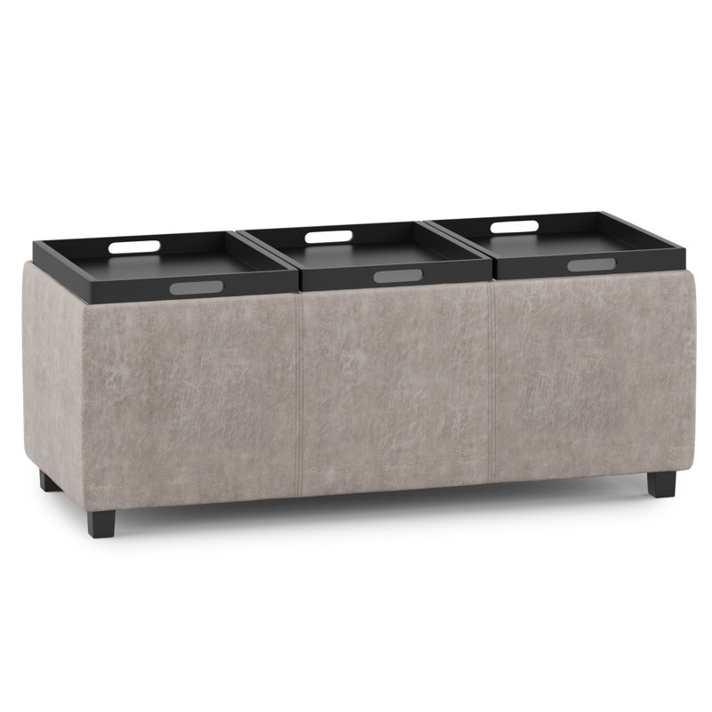 Avalon 42"W Upholstered Contemporary Rectangular Flip-Top Storage Ottoman with Hidden Storage