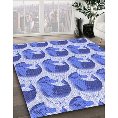 Tapis 100% à motifs lavables à la machine 2989 WSH-PAT3087-BLU