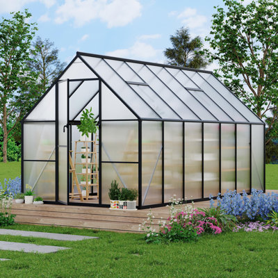 Polycarbonate Greenhouse for Outdoors, Large Walk-in Greenhouse with Quick Setup Structure