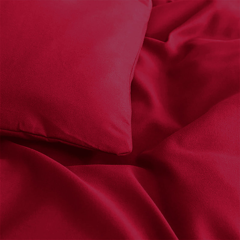 Microfiber No Pattern Duvet Cover Set with Pillowcases Included, Burgundy, Single Duvet Cover + 2 Standard Pillowcases