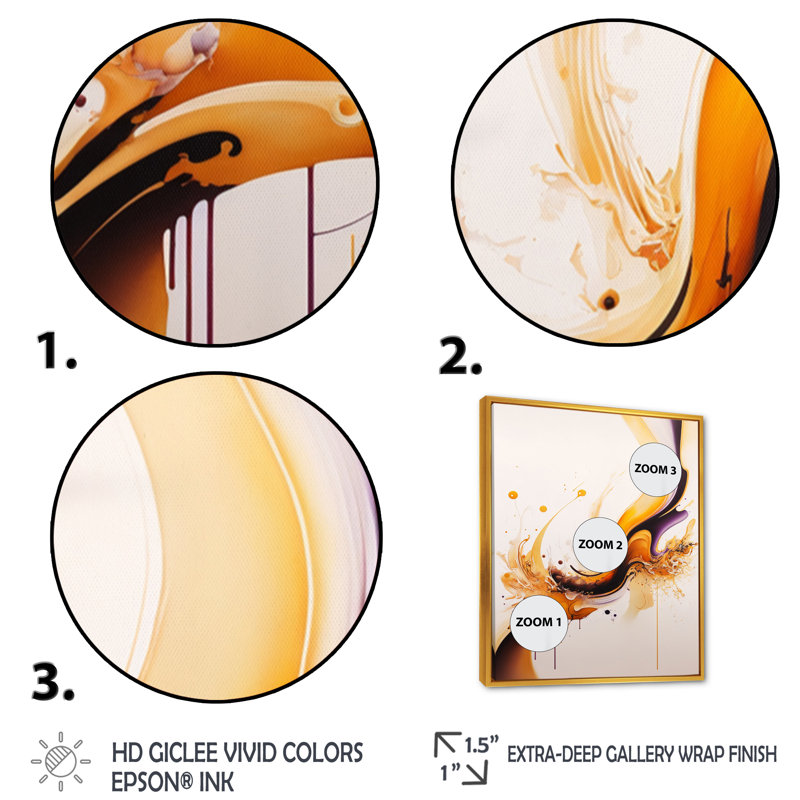 «White and Gold Fusion III», impression sur toile, H 32 po x l 24 po x P 1 po, Cadre flottant doré