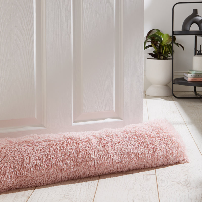 Cuddly Deep Pile Faux Fur Door Draught Excluder, Blush