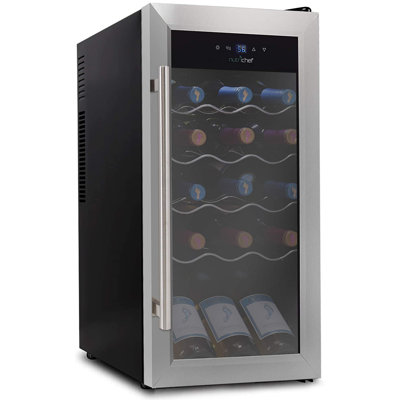 NutriChef Single Zone 13.6'' Freestanding 18 Bottle Wine Refrigerator