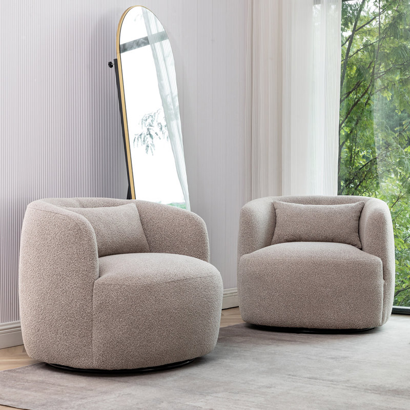 Fauteuil pivotant 34 po Bolton, Boucle taupe