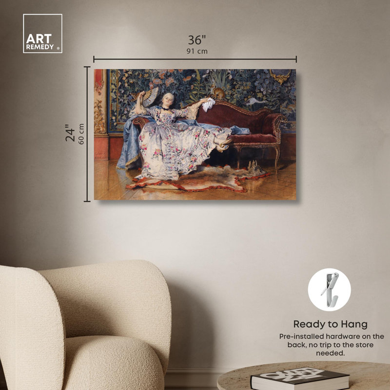 Art, art rétro, toile tendue, galerie tendue, Dame avec l'éventail 1826, H 24 po x l 36 po x P 1,5 po, Toile tendue