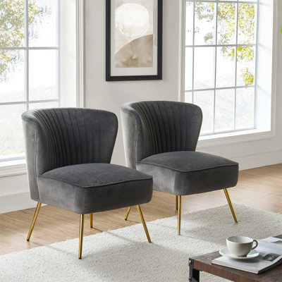 Chaise d'appoint d'appoint en velours capitonné Leona