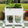 Wood Mini Cold Frame Greenhouse with Raised Bed, Polycarbonate Doors and Removable Wheels