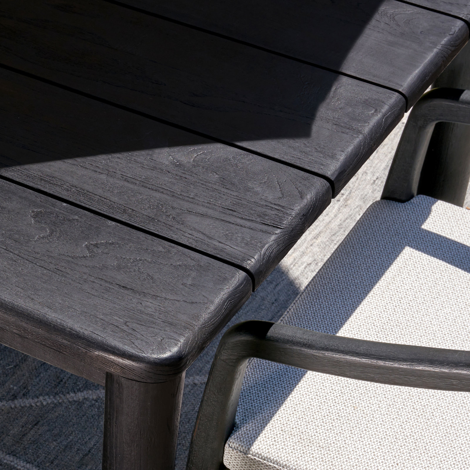 Aria Rectangular Outdoor Dining Table, Black Matte