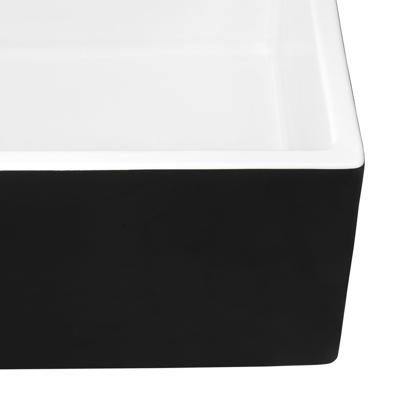30" L x 18" W Farmhouse Kitchen Sink, Black/White