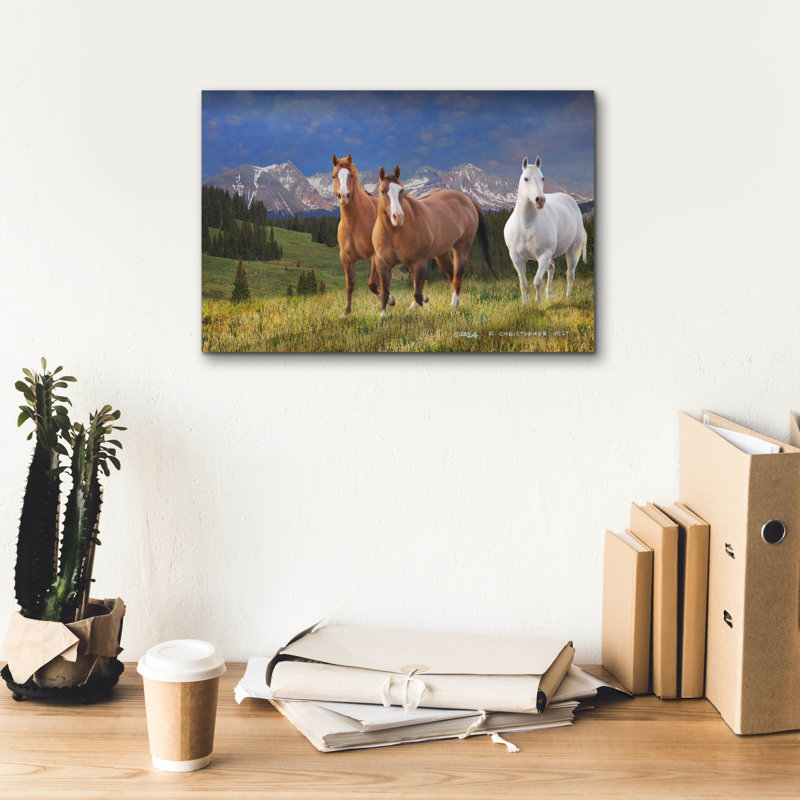 Toile épique «Three Horses At 53» par Chris Vest, 18 po x 12 po, H 12 po x l 18 po