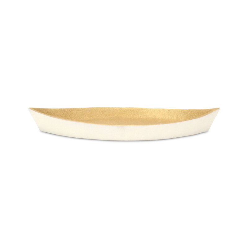 Saoirse Cast Iron Boat Dish, Gold/White
