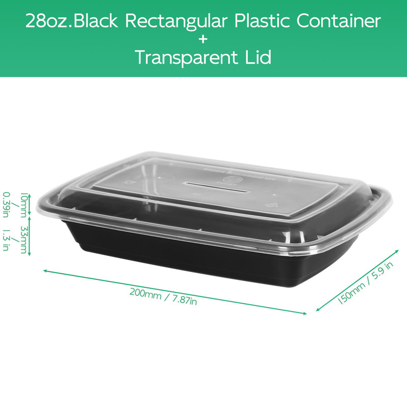 Disposable 28 oz Square Fast Food Containers - Pack of 50