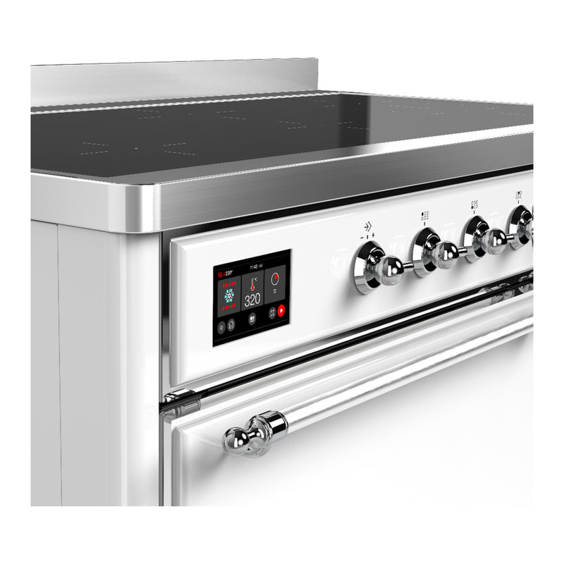 Majestic III Series 48 Inch Induction Range with 6 Induction Elements in Antique White (Chrome Trim), Chrome, White