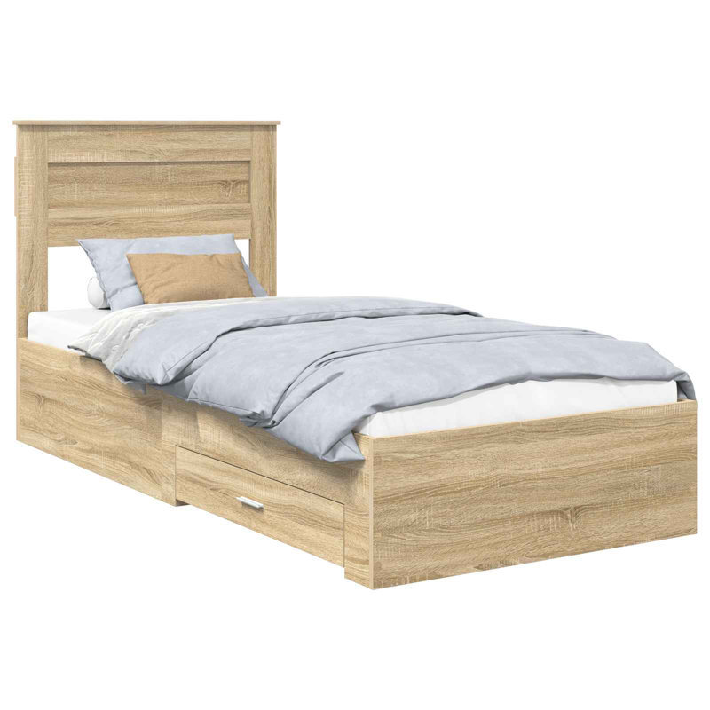 Bed, Silver/Sonoma Oak
