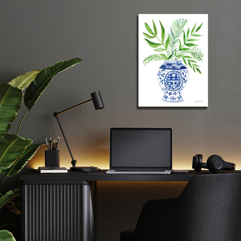  «Elegant Chinoiserie 2 White» par Farida Zaman, art mural en verre acrylique, 12 po x 16 po