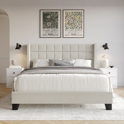 Jiahang Upholstered Unfinished Wingback Bed