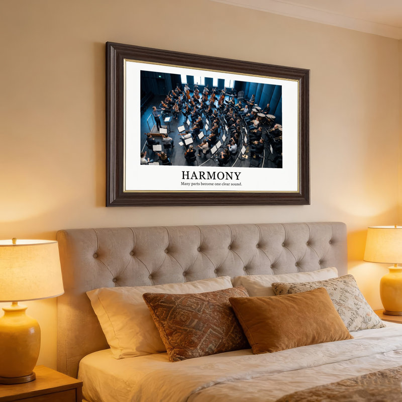 Art mural antique sur toile encadré doré pour le salon, la chambre à coucher, le bureau ou le vestibule - Décoration murale décorative avec Harmony Orchester