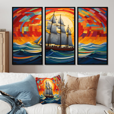 Allix - Boat Sailing Wall Art Living Room Set