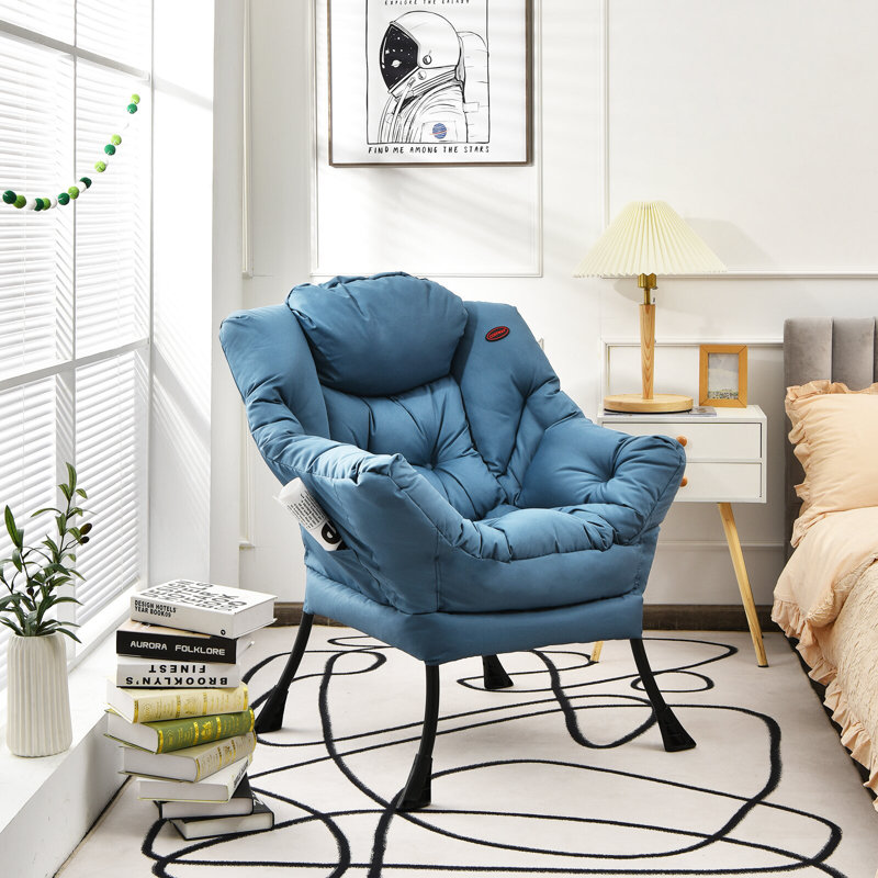 Fauteuil capitonné Irvona 74,93 cm, Polyester bleu marine clair
