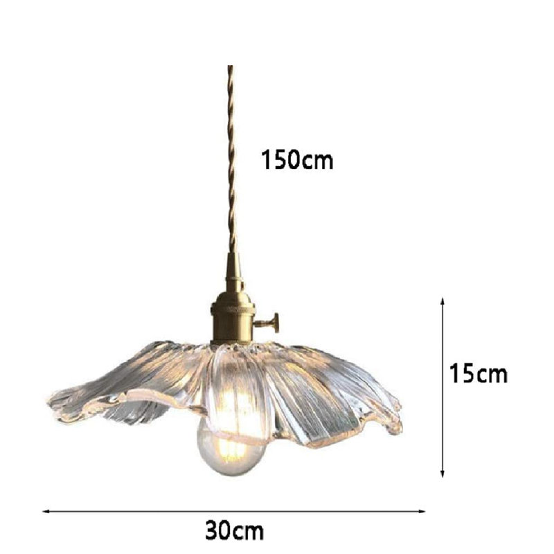 E27 Lotus Leaf Glass Gold Copper Modern Nordic Pendant Lights Hanging Lamp Kitchen Island Lamp Flower Ceiling Lamp Living Room Pendant Lamp