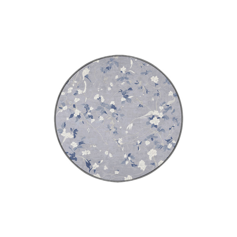 Machine Washable Gray Area Rug, Round 3'