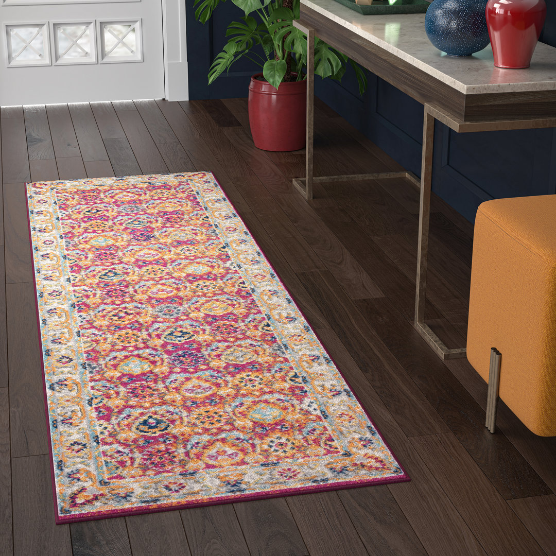 Layela Floral Pink/Orange/Blue Area Rug Charlton Home® Rug 