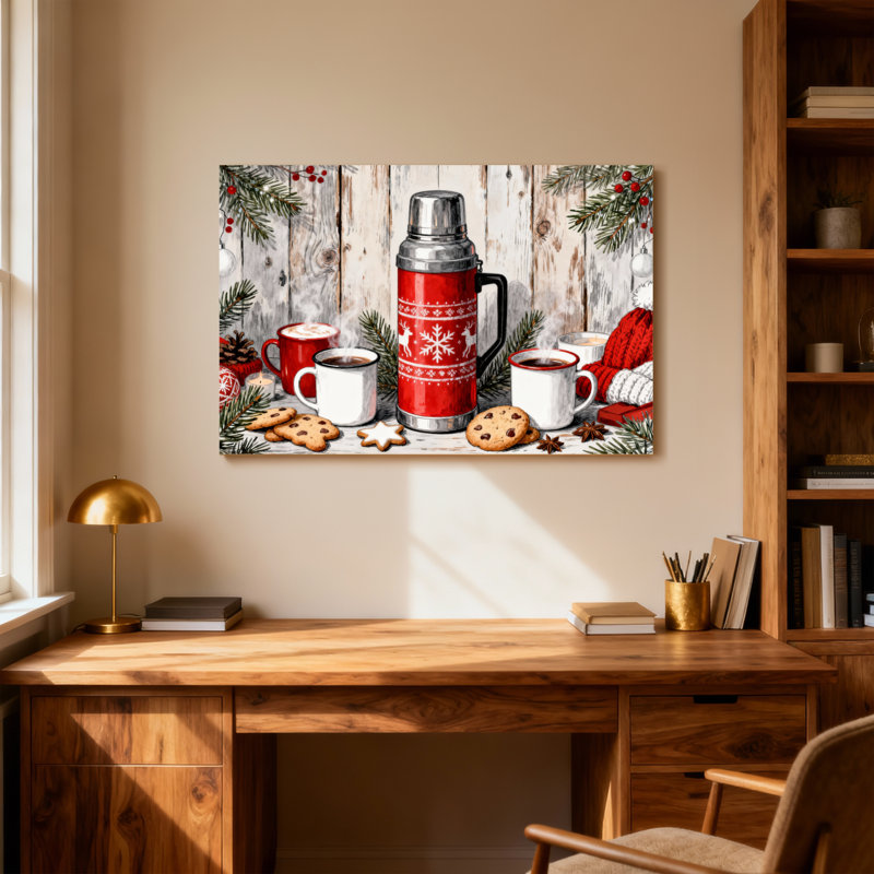 Fiole de Noël avec flocons de neige et biscuits, H 16 po x l 24 po
