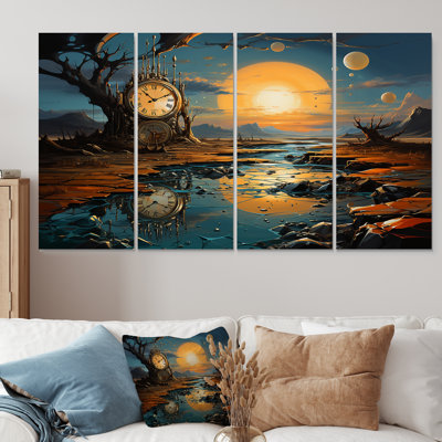 The Persistence Of Dali Surreal IV - Surrealism Landscape 4 Piece Wall Art Set
