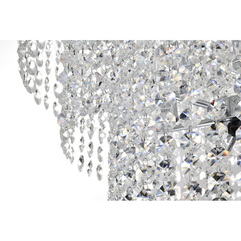 Hythe Dimmable Tiered Chandelier, Chrome, 25" H x 24" W x 24" D