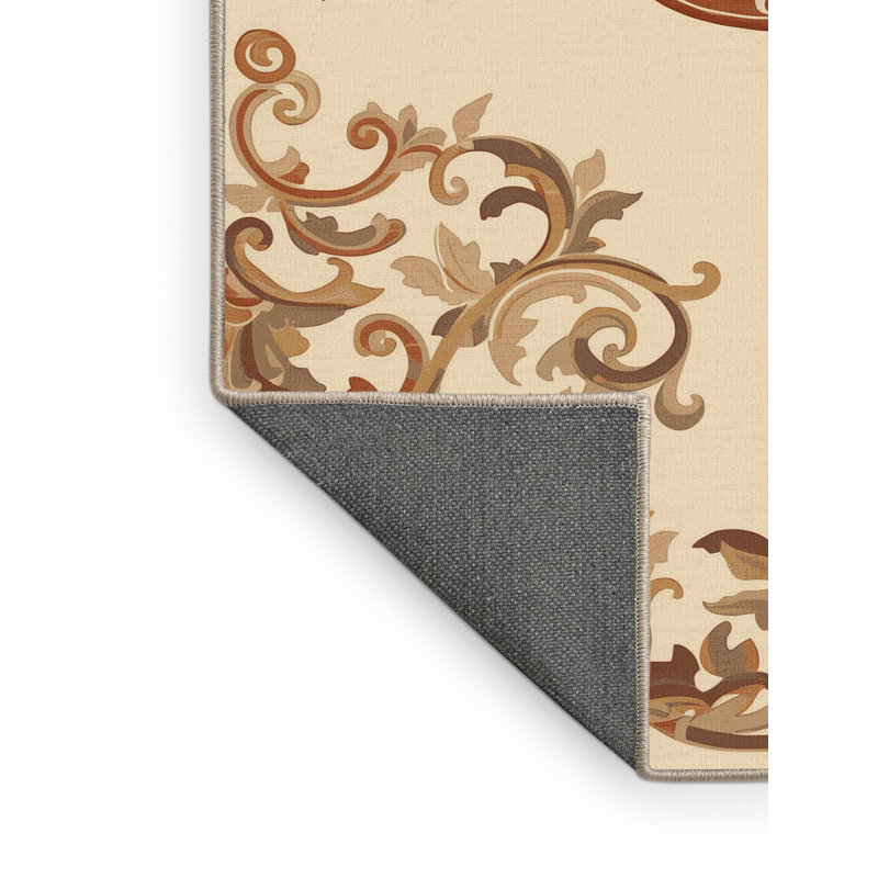 Tapis oriental moelleux doux en peluche beige classique Adriel Pegasus, 7 x 9