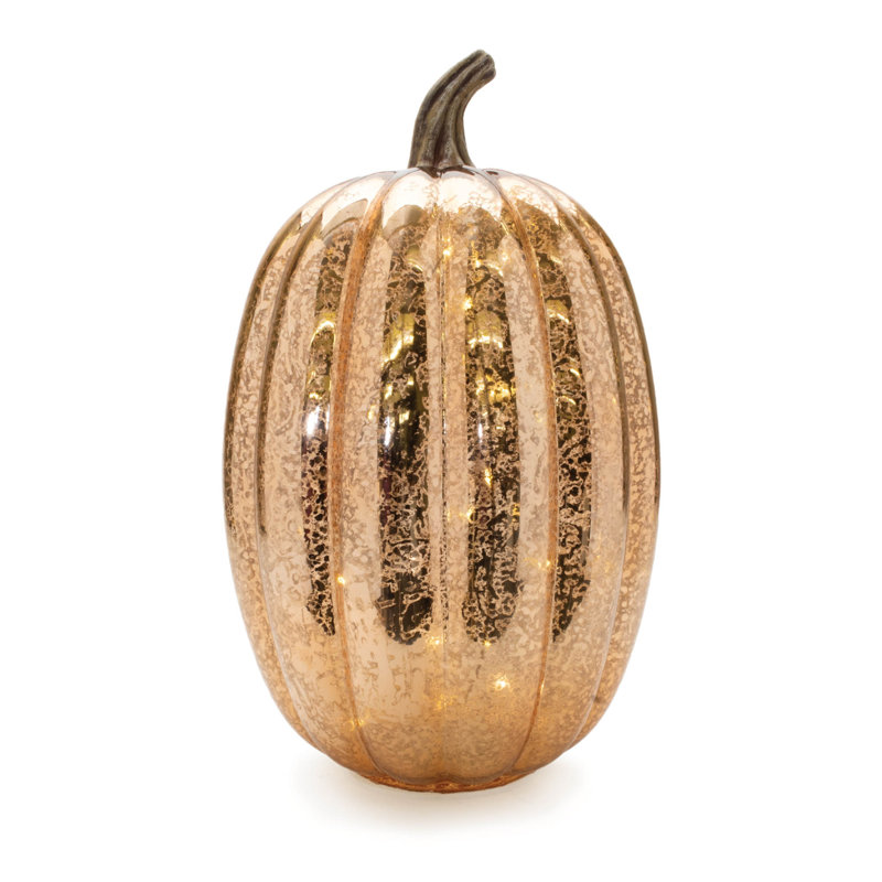 Décoration DEL citrouille en verre mercurisé