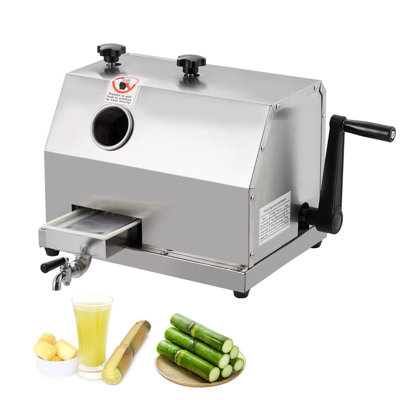 Manual Sugar Cane Juicer Machine, 3 Stainless Steel Rollers, 2.4-Inch Large Feeding Chute, 110LBS/Hour High Efficiency, Portable Design for Home and Commercial Use