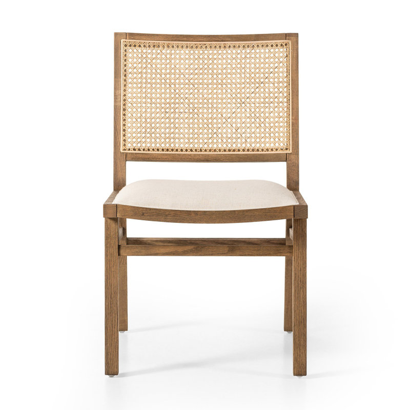 Sage Upholstered Dining Chair, Cream Flax Polyester Blend, Toasted Oak