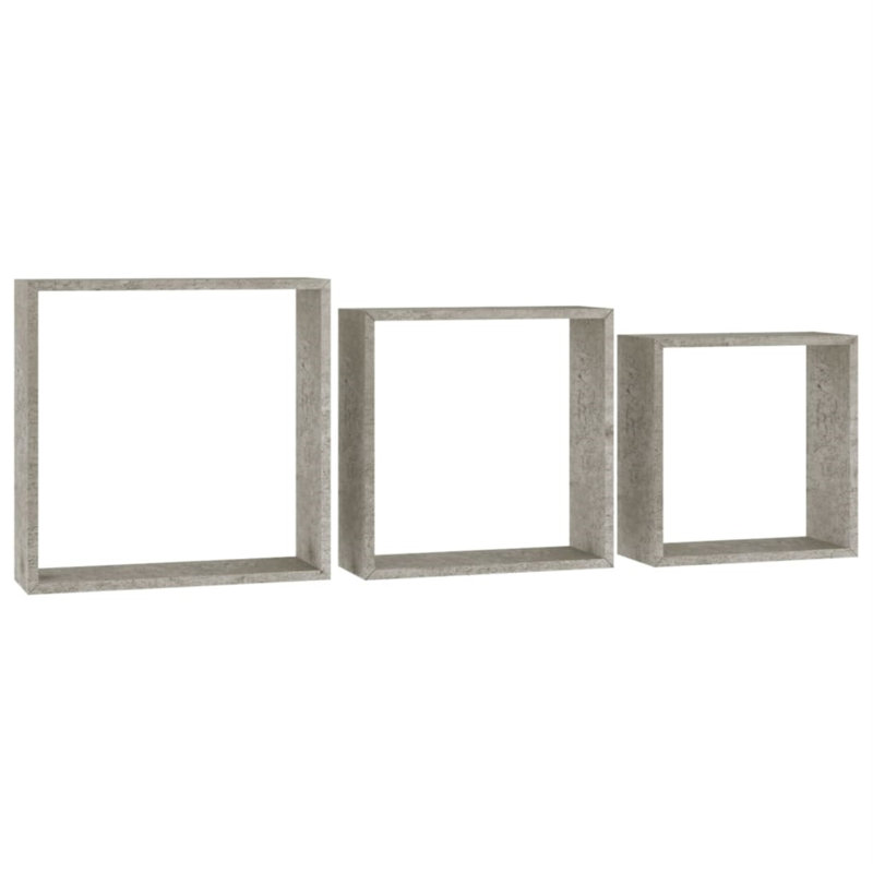 Tablettes murales cubiques flottantes, H 11 po x l 11 po x P 11 po, gris