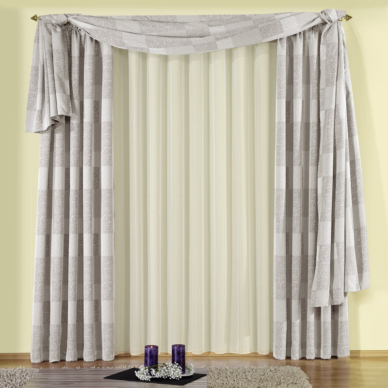 Kituku Semi Sheer Curtain Single Panel, 245cm H x 450cm W, Champagne