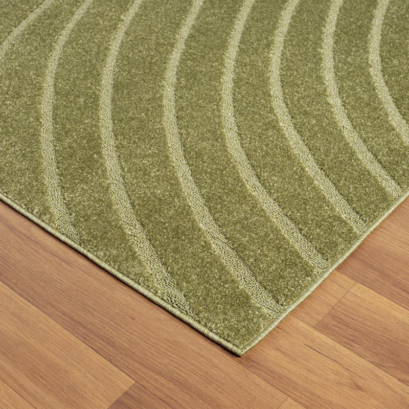 Modern Geometric Wave Area Rug, Rectangle 2' x 3'1", Green