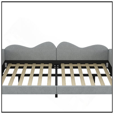 Upholstered Daybed With Sherpa Fabric And Cloud-Shaped Backrest, No Box-Spring Required For Comfort And Style