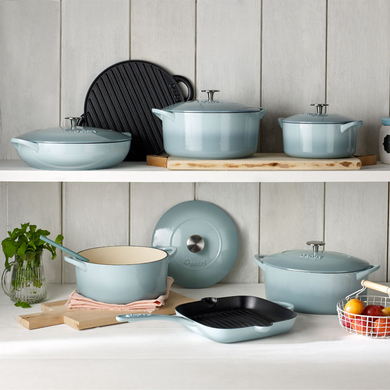 Denby 10" Non-Stick Cast Iron Grill Pan, Pavilion Pale Blue