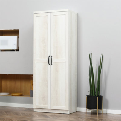 Armoire de rangement autoportante à 2 portes de 63 po avec 2 tablettes à 5 niveaux et 2 tablettes réglables pour la salle à manger HOMcom, blanc antique