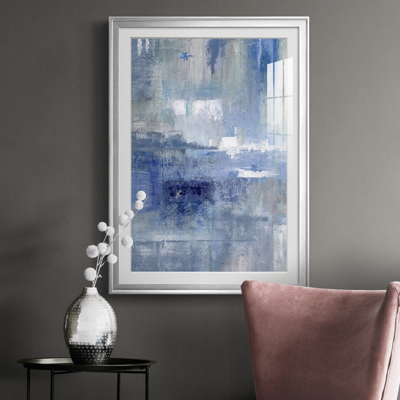 " Bay View Indigo " Painting Print, Silver, 30.5" H x 42.5" W x 1.5" D