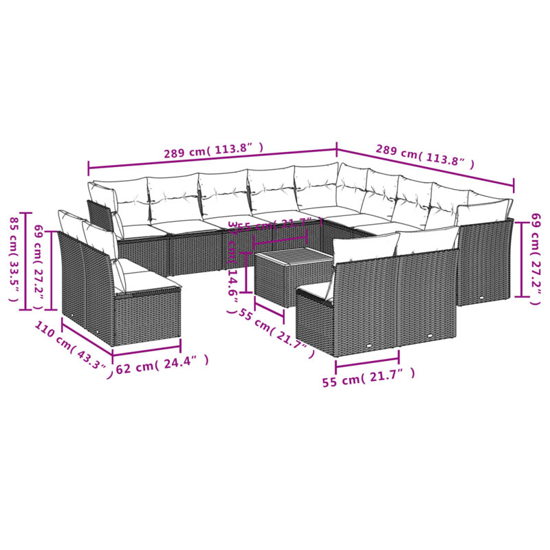 Ensemble de canapé de jardin Vidaxl