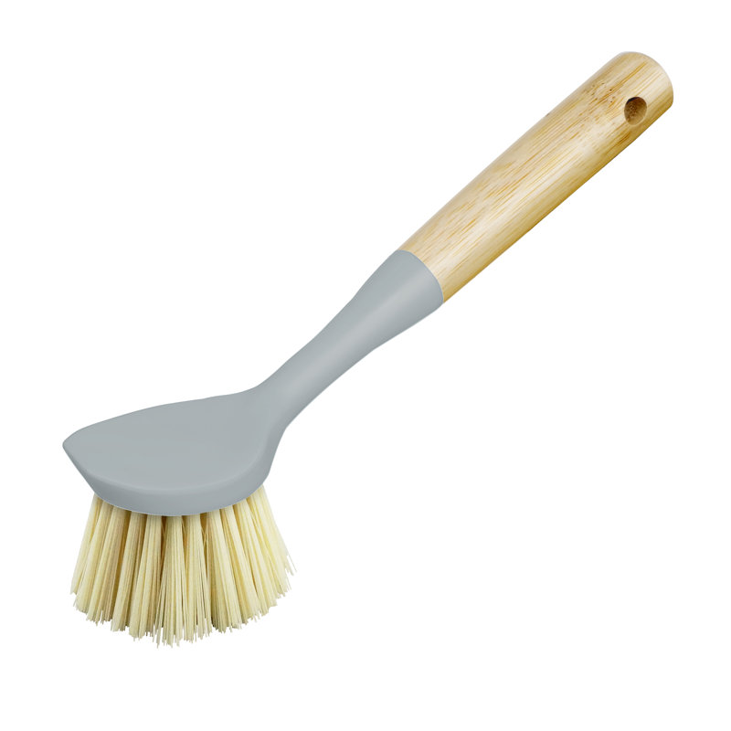 Brosse à vaisselle en bambou avec grattoir, Gris
