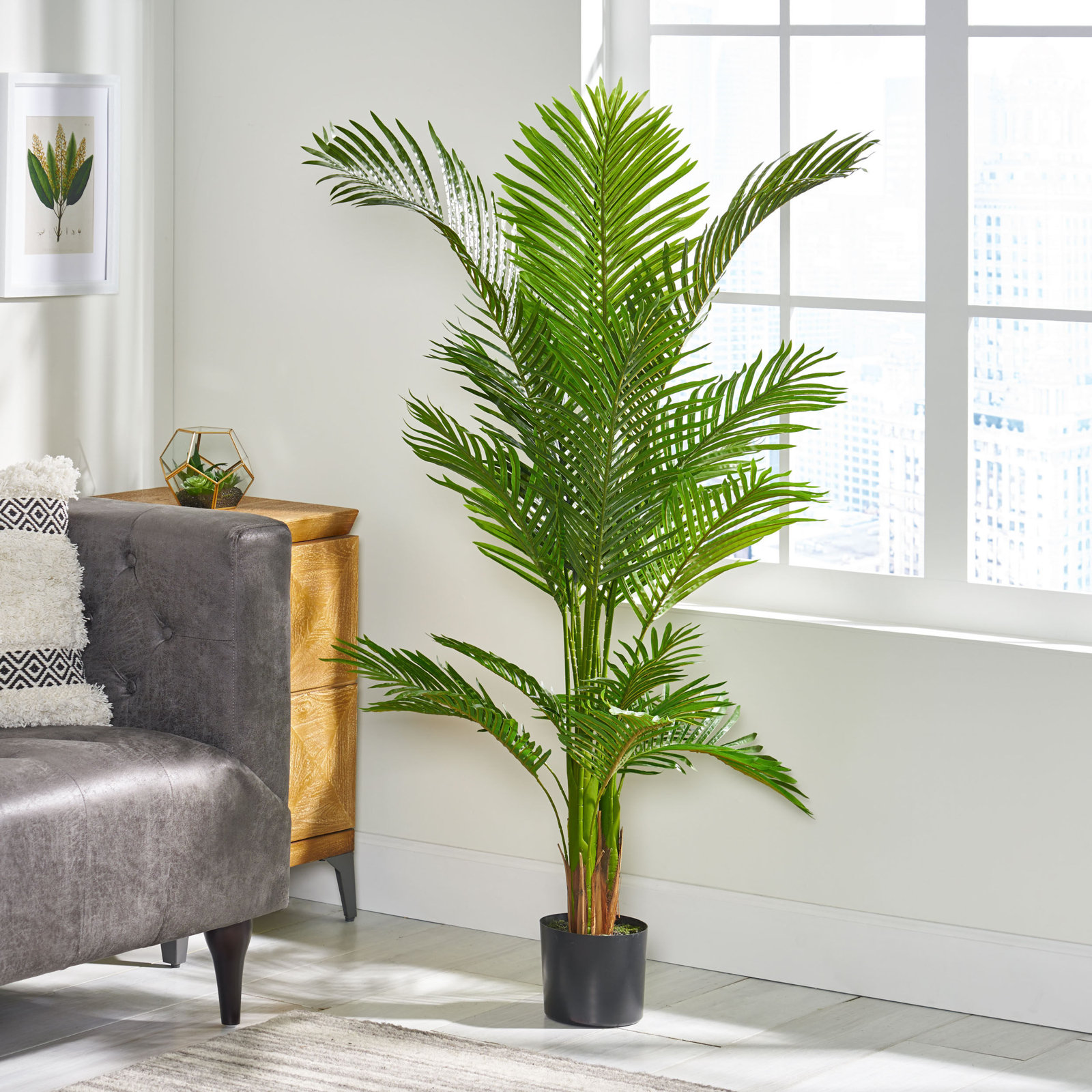 Palm Tree in Pot, 59" H x 31" W x 31" D