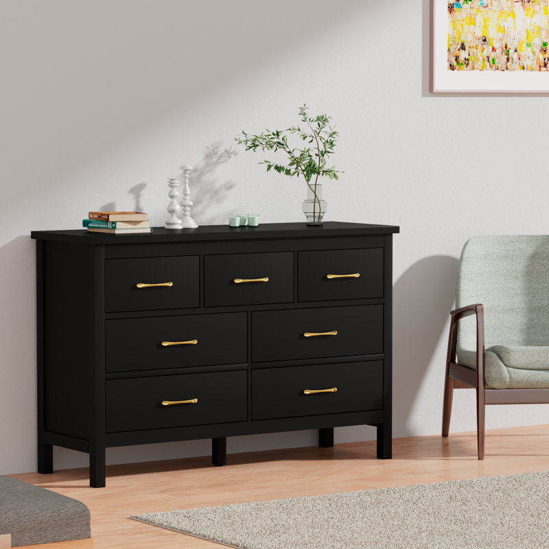 Commode 7 tiroirs Nayomee, Noir
