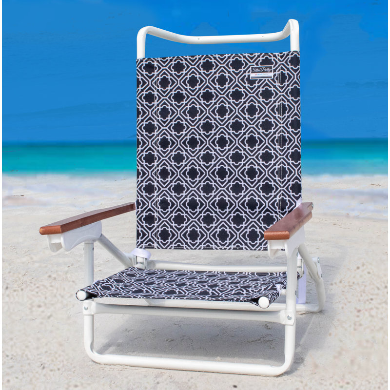 Youngsville Oceana Geometric Reclining Beach Chair, Black