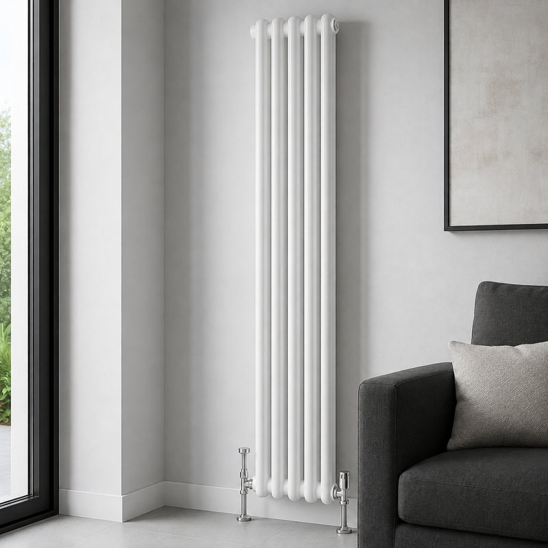 Uxbridge Vertical Traditional Colosseum Radiator, White, 1800mm H x 380mm W x 100mm D