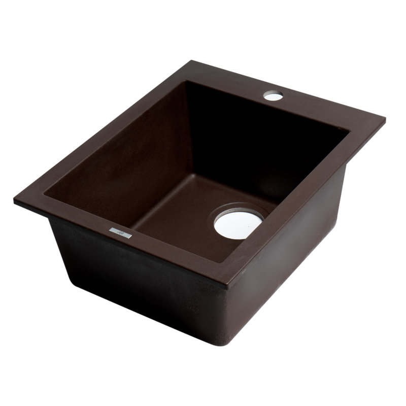 19.88'' L Single Bowl Granite Kitchen Sink, Chocolate