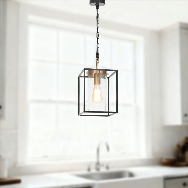 Luminaire suspendu en verre cylindrique 1 lumière pour cuisine contemporaine 1 lumière
