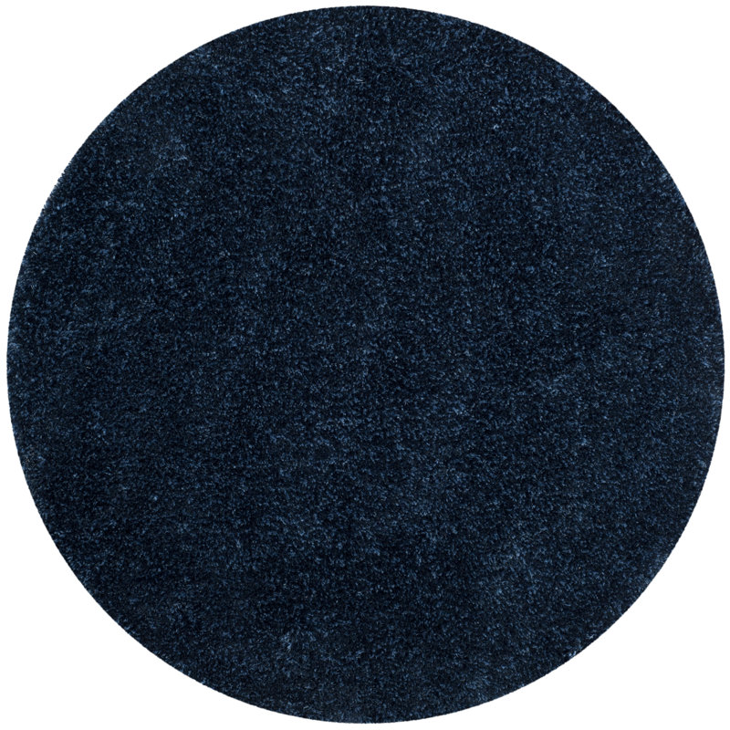 Chamiyah Shag Hand Tufted Performance Solid Color Rug, Round 5'