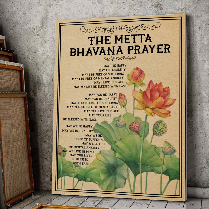 Lotus - Toile tendue avec galerie Metta Bhavana, H 14 po x l 11 po x P 2 po